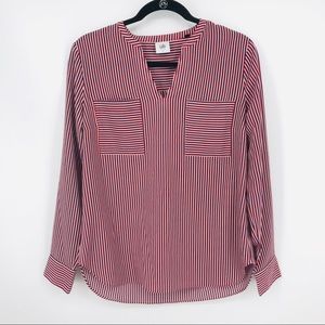 Cabi Size S Red Striped Franklin Top